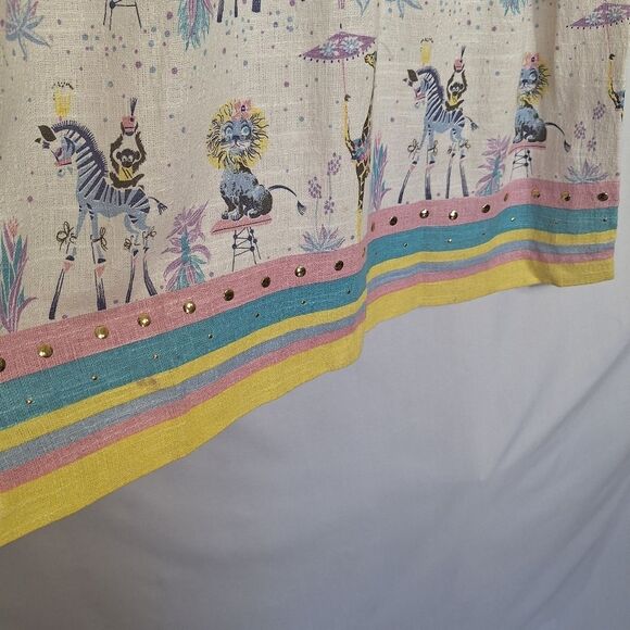Vintage Manoush Twee Midi Dress Novelty Tea Party Animal Circus Sleeveless Sz 8 - Picture 10 of 10